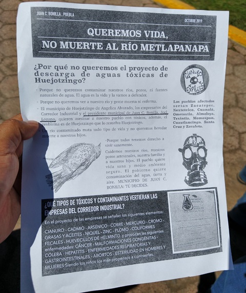 Foto: Omar Sánchez Exigen a Joel Lozano niegue autorización a descargas de parque industrial de Huejotzingo