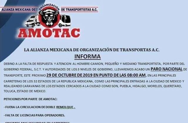Transportistas de Puebla participarán en el paro nacional para este martes