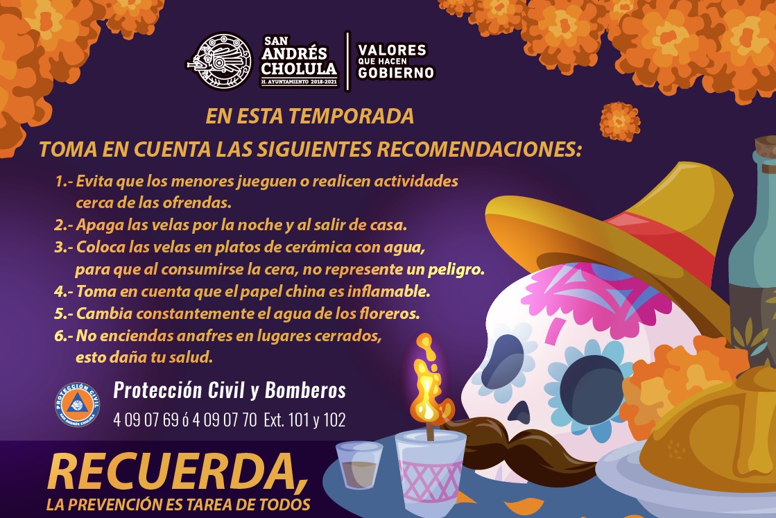 Foto: Cortesía  Protección Civil y Bomberos de San Andrés Cholula implementan operativos en panteones