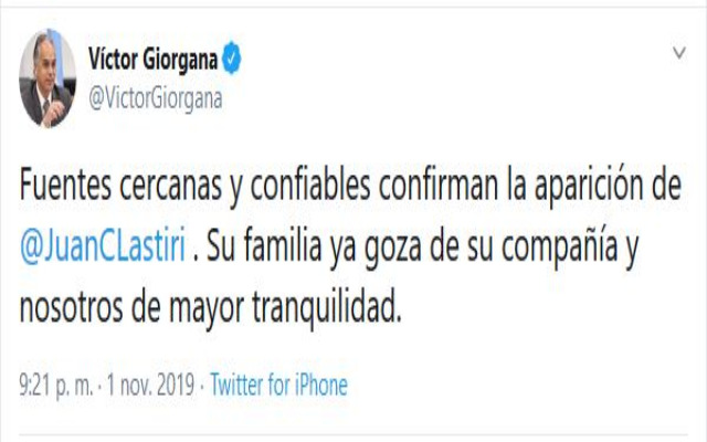 Ex diputado federal asegura que Juan Carlos Lastiri ya se encuentra con su familia