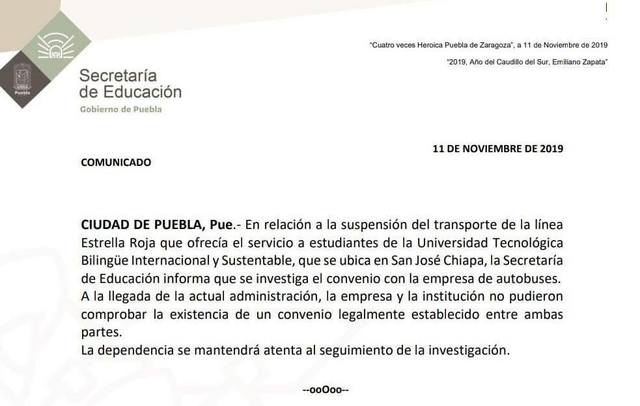 Gobierno investigará convenio de transporte gratuito entre la anterior administración estatal y la empresa Estrella Roja