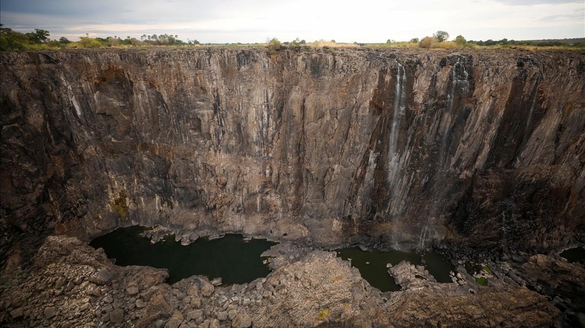 Foto: Cortesía Las cataratas Victoria, reducidas a un hilo de agua