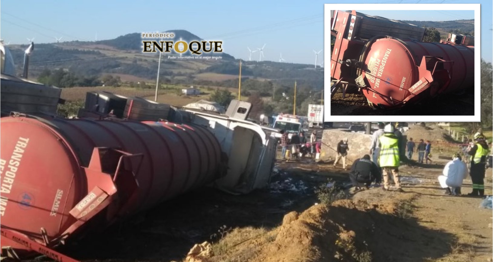 Foto: Cortesía Volcadura de tráiler con material peligroso provoca el cierre de la Puebla-Orizaba